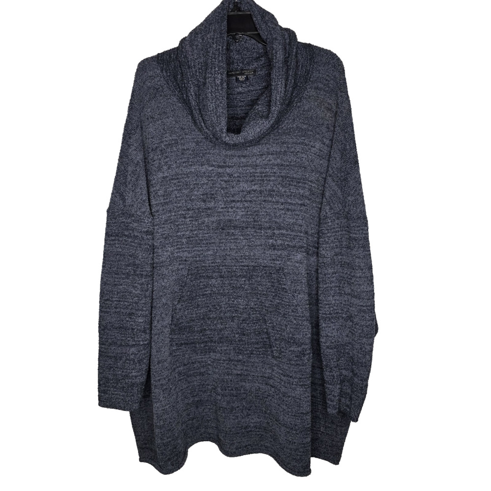 Barefoot Dreams CozyChic Poncho Sweater Turtleneck Gray Heather One Size Plus